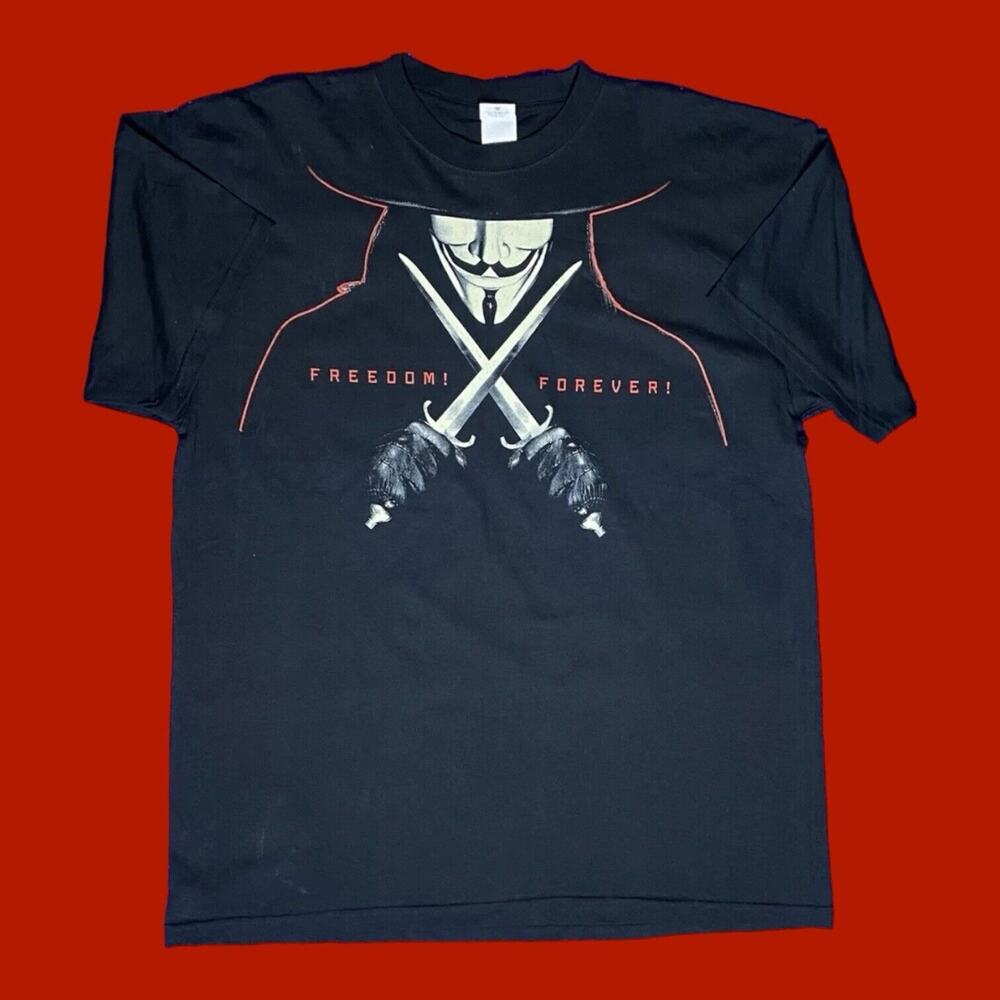 V For Vendetta Tshirt 2006 Movie Promo Shirt Comic Double Sided Size XL